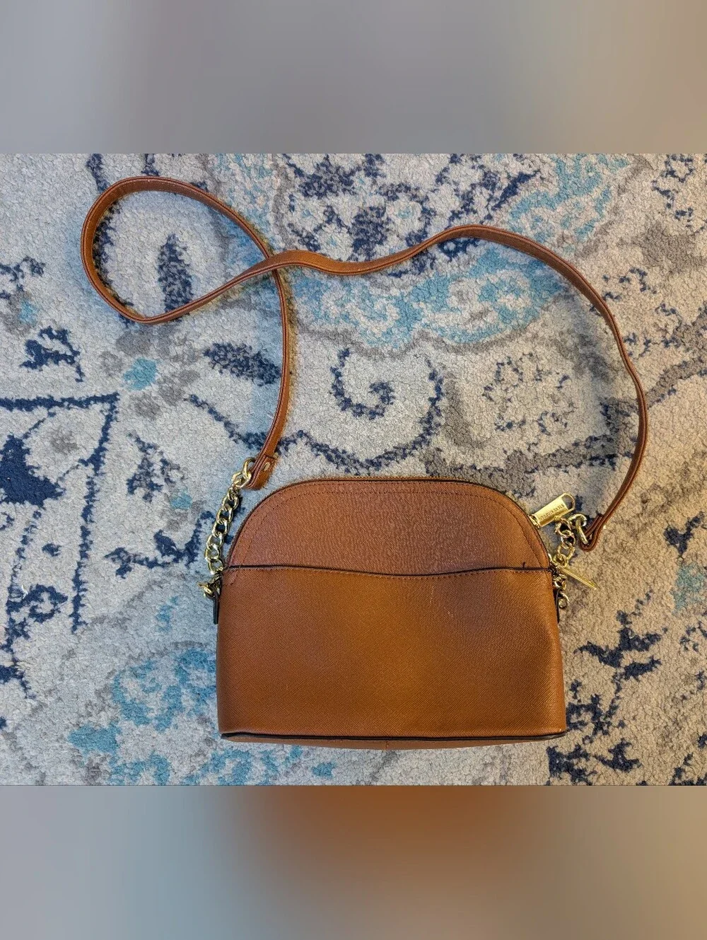 Steve Madden Camel Brown Crossbody Bag with Gold Chain Strap